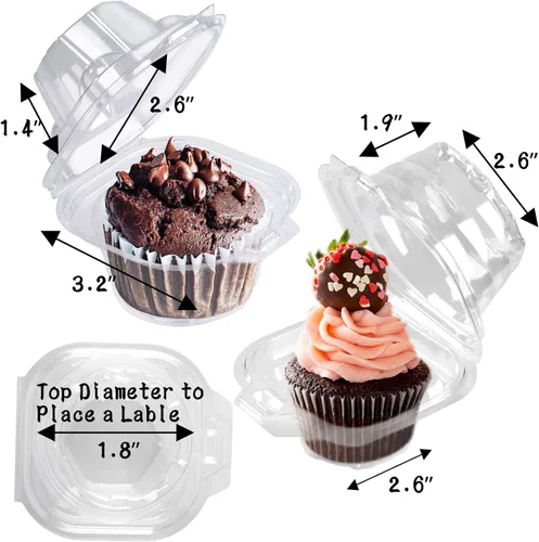 Miniatura 3 de NPLUX 150 unidades de contenedores individuales para cupcakes, cajas de plástico para cupcakes, soportes para cupcakes apilables, contenedor