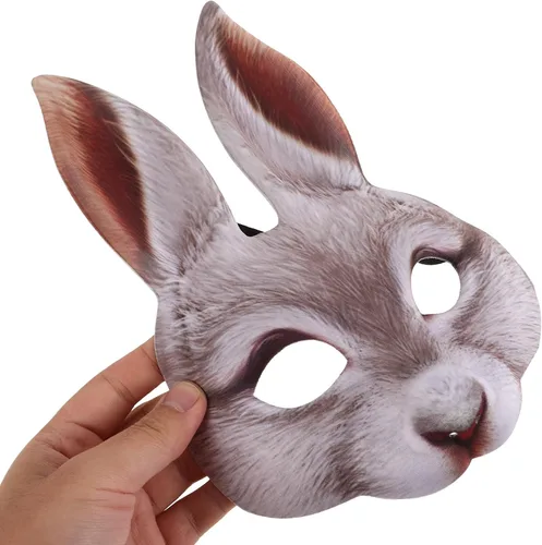 Miniatura 2 de GANAZONO Máscara de conejo de media cara, máscara ligera de Eva con orejas de conejo para Pascua, Halloween, carnaval, disfrazarse