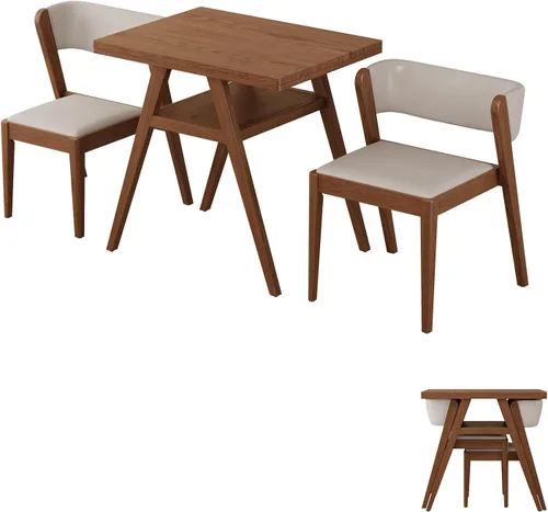 Miniatura 8 de AnywaysWood Soild - Juego de 2 sillas de mesa de madera con asiento acolchado, mesa de comedor con sillas para cocina, comedor, patio, taberna
