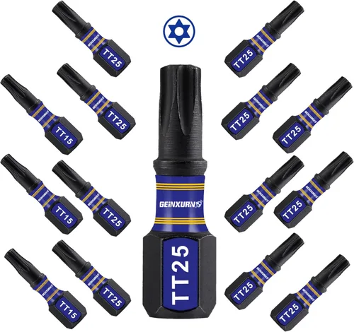 Miniatura 10 de Geinxurn Juego de brocas de destornillador magnético de impacto de seguridad T15 de 2 pulgadas, juego de brocas de potencia de cabeza Torx #15 de 51