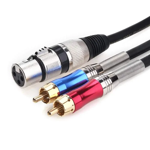 Tisino - Cable Y XLR a RCA - 1.6 pies/50cm, cable de audio estéreo desequilibrado de conexión XLR hembra a RCA dual adaptador divisor duplicador