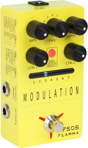 Miniatura 12 de FLAMMA FS22 - Pedal de efectos combo de delay y reverberación estéreo para guitarra ambiental con 3 pares de efectos combo, delay inverso, Combo