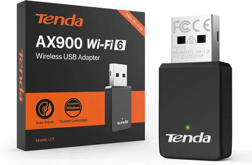 Tenda Adaptador WiFi para PC de escritorio, AX900 Adaptador WiFi USB con doble banda 600Mbps 5GHz/286Mbps 2.4GHz, controlador integrado para Windows