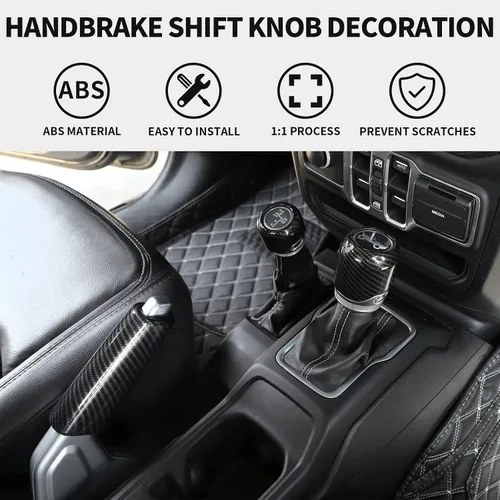 Miniatura 5 de Funda para Freno de Mano + Tapa del Pomo de Cambio + Tapa del Pomo de Cambio del Modo de Conducción Compatible con Jeep Wrangler JL JLU 2018-2025