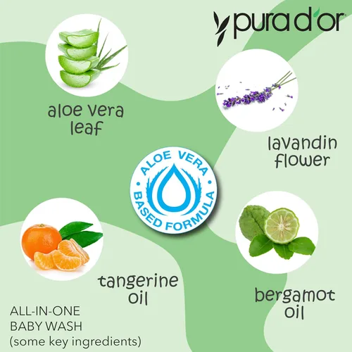 Miniatura 3 de PURA D'OR Jabón y champú calmante todo en uno de 16 onzas para el cabello y todo el cuerpo, sin desgarros, sin sulfatos, aloe vera natural, fórmula