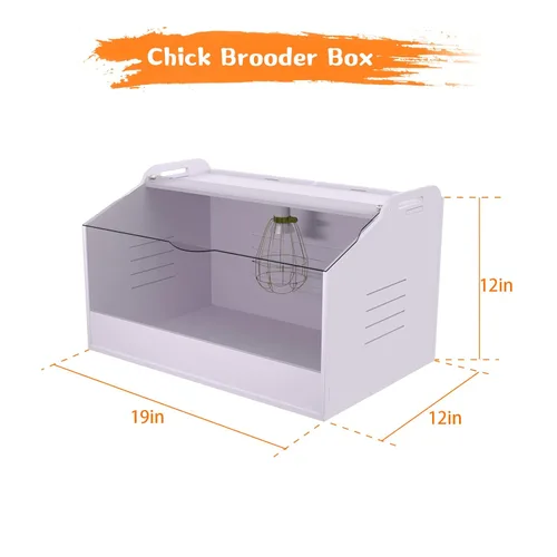Miniatura 2 de Caja para criadores de pollos con lámpara de calor, adecuada para pollos, patos, loros y lagartos (19 x 12 x 12 pulgadas)