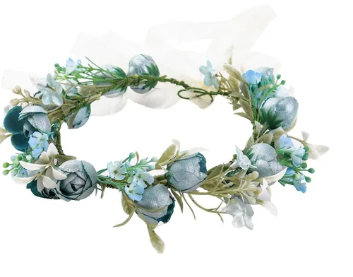 Miniatura 12 de DreamLily Corona de flores de camelias para niñas, diadema floral para el cabello, corona para el pelo, pieza floral para el cabello para A-champán