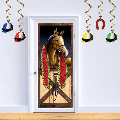 Miniatura 4 de Beistle Casco Derby Day Jockey de 10 piezas, espirales colgantes para decoración de fiestas de carreras de caballos, 37 pulgadas, multicolor