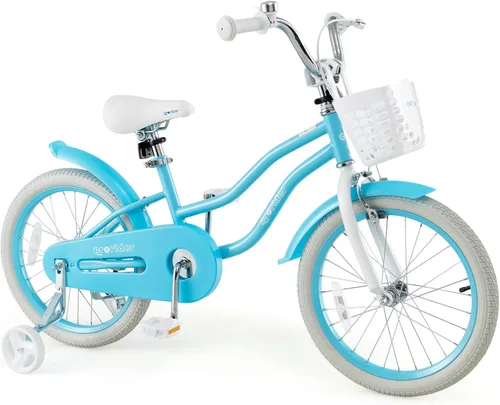 Miniatura 28 de BABY JOY Kids Bike, 12 14 16 18 20 Inch Boys Girls Bike w/Adjustable Seat, Removable Basket, Handbrake & Coaster Brake, Training Wheels or Turquesa