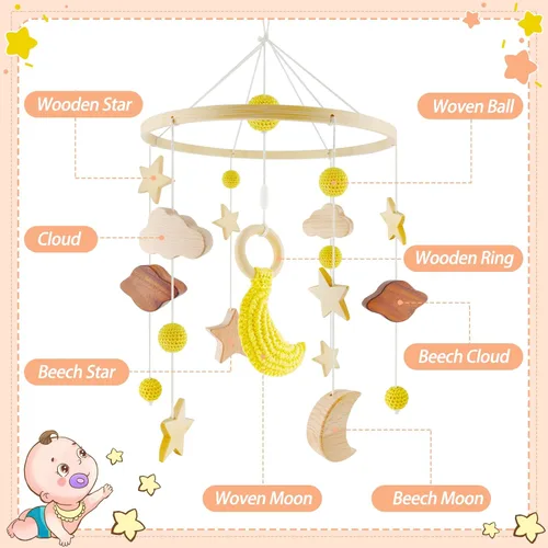 Miniatura 2 de Móvil de cuna para niños y niñas, móvil de cuna bohemio, móvil para cuna, hecho a mano, para habitación de niños, decoración de guardería