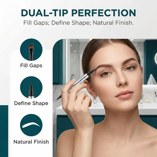 Miniatura 4 de Bolígrafo de cejas 2 en 1, delineador de cejas de precisión de doble punta con puntas finas, impermeable, 5 colores naturales, herramienta