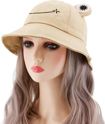 Miniatura 2 de Haoohu Gorra de algodón para adultos, diseño de rana, sombrero de sol para fiesta de disfraces Caqui claro