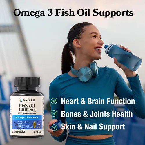 Miniatura 5 de DAIKEN Mini aceite de pescado de 1200 mg, rTG Omega 3 1000 mg, 60 cápsulas blandas, aceite de pescado de alta absorción y sin eructos para un