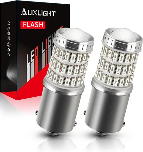 AUXLIGHT Bombillas LED estroboscópicas y traseras de freno 1156 7506, color rojo, 320 % más brillante, 1141 1003 BA15S 1156A, bombillas LED para