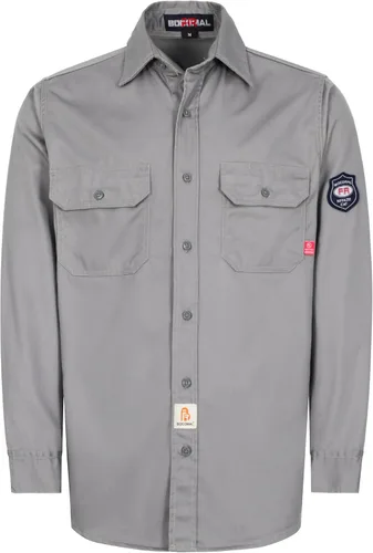 Miniatura 10 de BOCOMAL Camisas FR Resistente a la llama 100% C NFPA2112 7.5oz Camisa de soldadura resistente al fuego para hombres Cuadros azul marino/blanco