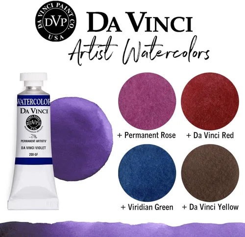 Miniatura 318 de DA VINCI PAINTS Pintura Acuarela Profesional para Artistas, Alizarin Crimson (Quinacridone), 37ml Índigo
