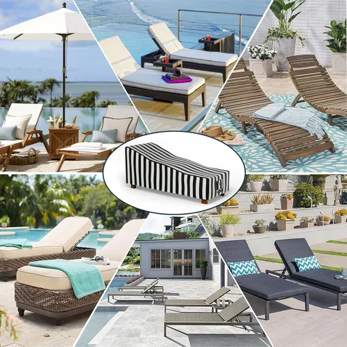Miniatura 6 de Fundas para tumbonas de patio al aire libre, impermeables, resistentes, 64 pulgadas de largo x 28 pulgadas de ancho x 30 pulgadas de alto, rayas