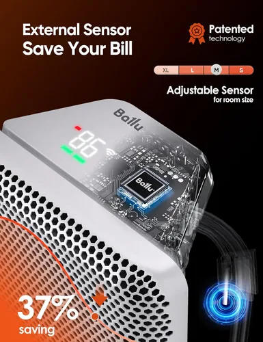 Miniatura 5 de Ballu Calentador de espacio de panel de convección para habitación grande, calentador eléctrico de 1500 W con termostato programable, control