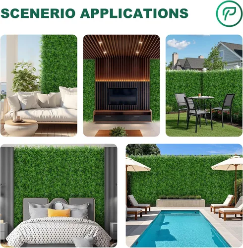 Miniatura 5 de Yangrass Paneles de Pared de Césped, 40"x120" (33.33 pies cuadrados) Rollo de Seto de Boj Artificial Pantalla de Privacidad, Decoración de Pared