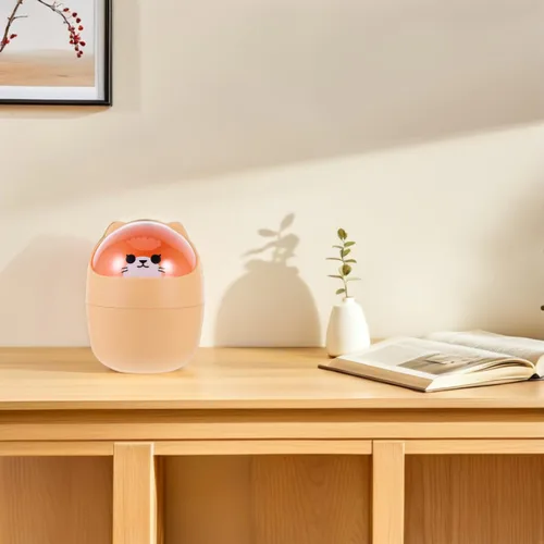 Miniatura 4 de Homoyoyo Mini cubo de basura kawaii con diseño de oso lindo, estilo nórdico, mini bote de basura con tapa para oficina, dormitorio, uso