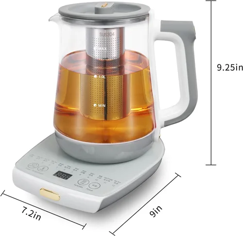 Miniatura 7 de Olla de salud, oficina, hogar, hervidor eléctrico con infusor, control de temperatura, 12 procedimientos funcionales para frutas, té y café