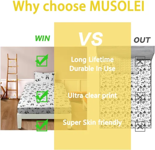 Miniatura 26 de MUSOLEI Sábana bajera ajustable de hongos, ropa de cama de hongos, decoración de hongos para niños, niños; juego de sábanas individuales; 1 sábana