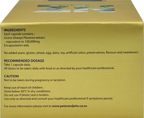 Miniatura 2 de HEALTHFARM Peter John Ovine Placenta 100000 100 Cápsulas (1)