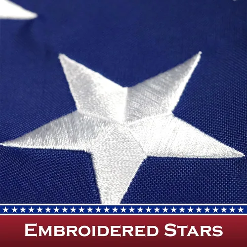 G128 Bandera de Estados Unidos | 1 x 1.5 pies | Serie ToughWeave manga bordada de poliéster 210D | Bandera de país, estrellas bordadas, rayas