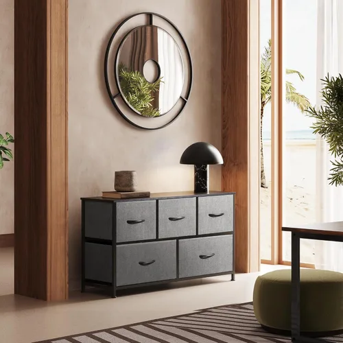 Miniatura 9 de WLIVE - Cómoda para dormitorio con 5 cajones, cómoda amplia de tela, torre de almacenamiento organizadora con cajones de tela para armario, sala