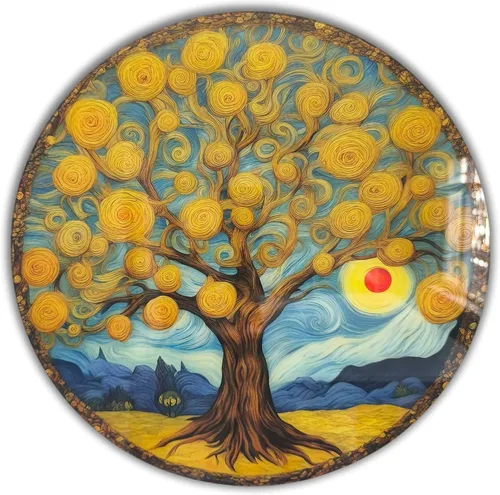 Miniatura 9 de Árbol de la vida, arte de pared de vidrio templado, pintura abstracta para pared, decoración del hogar, regalo de inauguración de la casa, colgantes