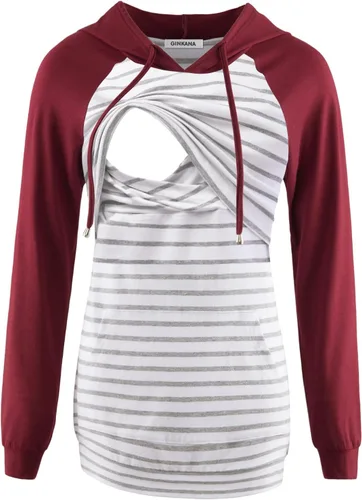 Miniatura 40 de GINKANA Sudadera con capucha para mujer, manga larga, lactancia materna, ropa casual