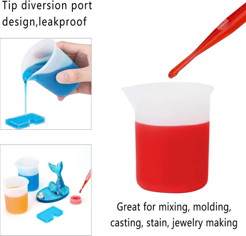 Miniatura 5 de Gartful Juego de 6 tazas medidoras de silicona de 250ml y 100ml, tazas de mezcla de silicona para epoxi, artes con resina, pegamento, moldes