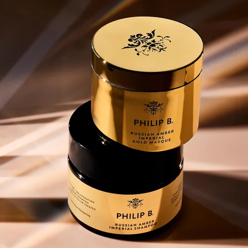 Miniatura 7 de PHILIP B Russian Amber Imperial Champú, 3 fl. oz. (3.0 fl oz) – Limpiador protector de color que restaura el cabello encrespado sobreprocesado