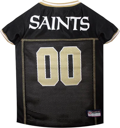 Camiseta para perro de los New Orleans Saints, de la NFL, talla: L, el mejor atuendo de camiseta de fútbol americano para perros o gatos, con Santos
