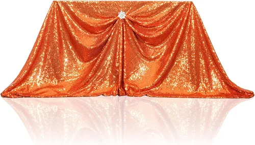 Miniatura 70 de PartyDelight Mantel de lentejuelas redondo de 50 pulgadas, color dorado claro, adorno de mesa para decoración de bodas, fiestas, cumpleaños