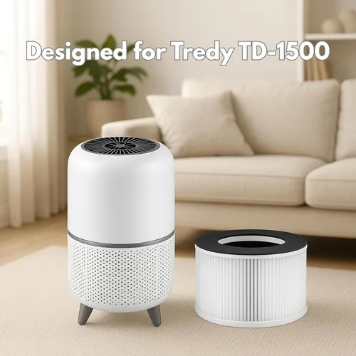 Miniatura 3 de Nispira TD-1500 TD-1500BM Filtros de repuesto True HEPA 4 en 1 para purificador de aire Tredy TD-1500, 1 paquete
