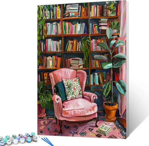 Miniatura 22 de Aihonmin Estantería 6 Pack Pintar por Números para Adultos Libros Pintura DIY sobre Lienzo con Pinceles Pigmento Manualidades DIY Pintura Acrílica