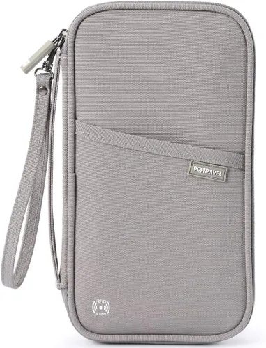 Miniatura 2 de VanFn Cartera RFID para pasaporte de viaje, soporte para pasaporte familiar, organizador de documentos de viaje serie P.Travel (nailon, gris)