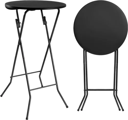 Byliable 24in Round Cocktail Table, Bar Height High Top Foldable Bistro Table with Removable Legs, Portable Plastic Indoor Outdoor for Patio, Party,