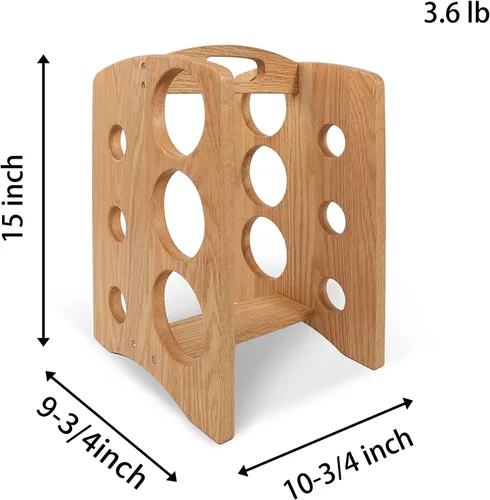 Miniatura 3 de CONSDAN Estante de vino, encimera de estantes de vino, soporte para botellas de vino de roble cultivado en Estados Unidos, soporte de soporte