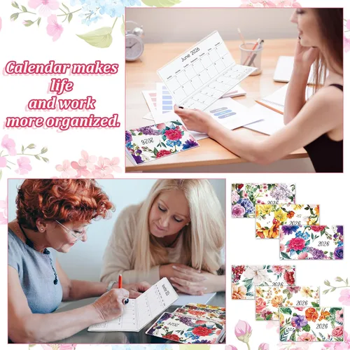 Miniatura 4 de ReliThick 6 piezas de calendario de bolsillo 2026 para bolso, planificador mensual, cuaderno de bolsillo pequeño, diario, bloc de notas, regalo