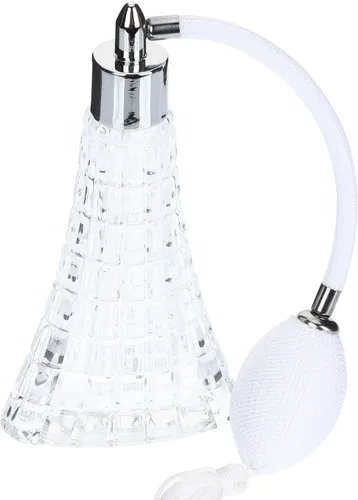 Botella de perfume de vidrio recargable con pulverizador fino, atomizador de estilo vintage transparente para viajes y uso doméstico, contenedor de