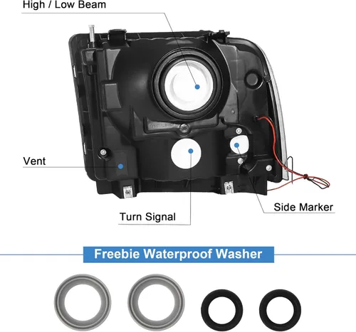 Miniatura 3 de Conjunto de faros halógenos con luz diurna LED Compatible con Ford F250 F350 F450 F550 Super Duty 2005-2007/Ford Excursion 05