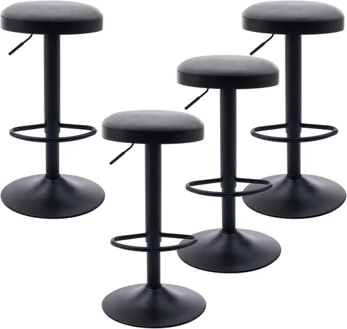 Miniatura 22 de Taburetes de bar sin espalda, taburetes de bar ajustables redondos individuales para encimera de cocina, taburete giratorio de altura de barra, beige