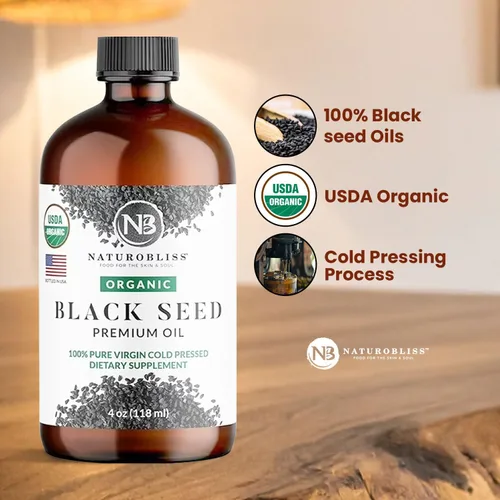 Miniatura 7 de NaturoBliss Aceite orgánico de semillas negras 100% virgen prensado en frío Omega 3 6 9 súper antioxidante para apoyo inmunológico, articulaciones