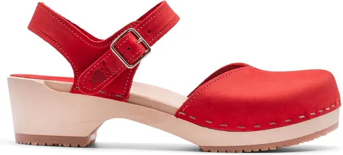 Miniatura 17 de Sandgrens Zuecos de madera sueca hechos a mano para mujer, sandalias de tacón bajo Zaragasso