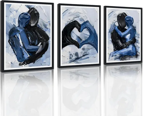 Miniatura 88 de Novatique 3 piezas de arte de pared sexy en blanco y negro para parejas desnudas, decoración de pared abstracta de amor para mujeres y hombres, arte