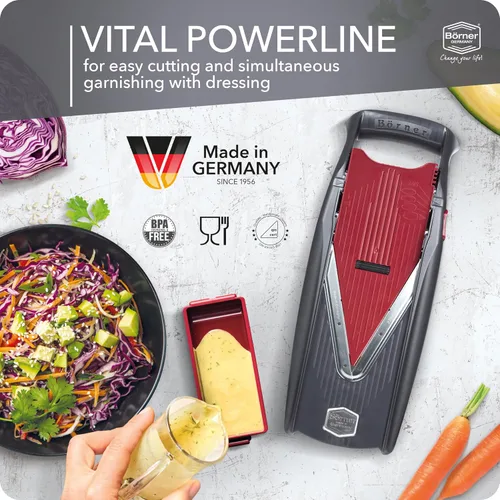 Miniatura 3 de Börner Cortador de mandolina Vital (juego de inicio) • Cortador de verduras con hoja en V de acero inoxidable • 10 estilos de corte para rebanadas