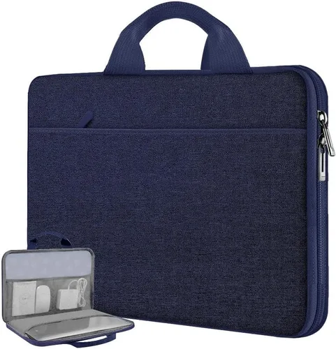 Miniatura 13 de Hseok Funda para laptop de 13.3 a 14 pulgadas, portafolios de 180 grados resistente al agua y a los golpes con forro de terciopelo suave, compatible