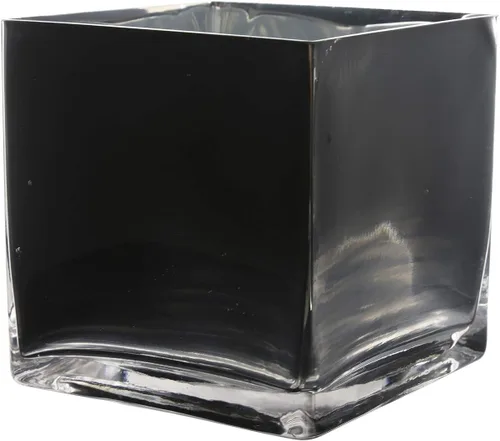 Miniatura 30 de WGV - Jarrón de cristal en forma de cubo a granel, portavelas, 3 x 3 x 3 pulgadas, contenedor transparente elegante con decoración floral